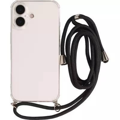 Coque iPhone 17 - Gel transparent avec lacet - Noir