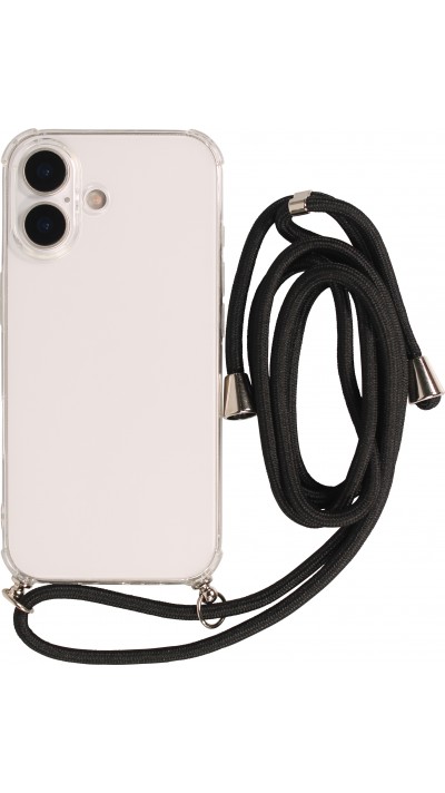 Coque iPhone 17 - Gel transparent avec lacet - Noir