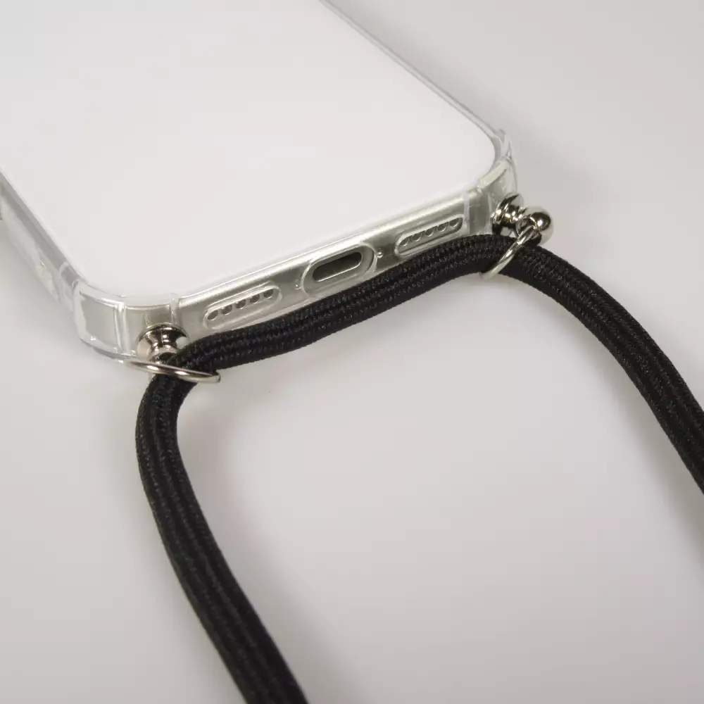 Coque iPhone 17 - Gel transparent avec lacet - Noir