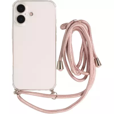 Coque iPhone 17 - Gel transparent avec lacet or - Rose