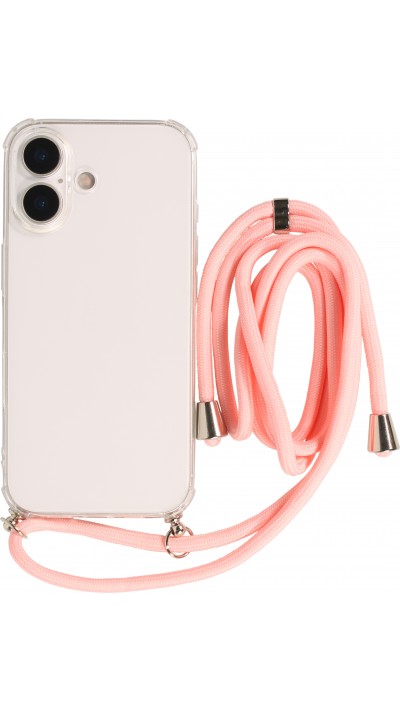 Coque iPhone 17 - Gel transparent avec lacet - Rose