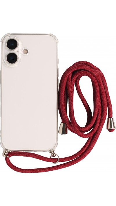 Coque iPhone 17 - Gel transparent avec lacet - Rouge