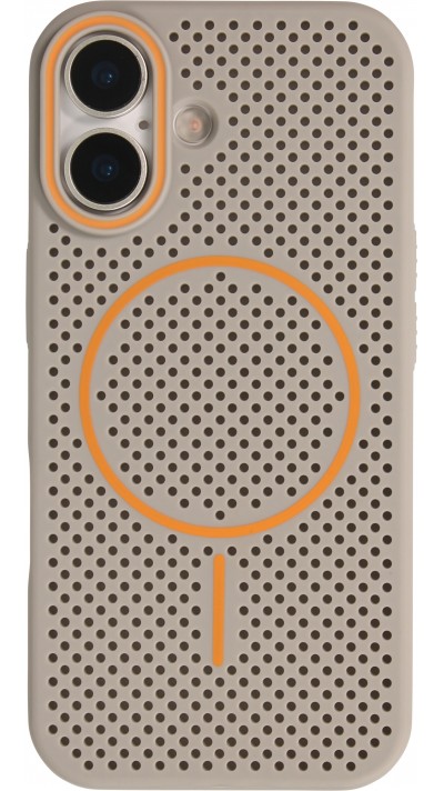 Coque iPhone 17 - Grille Full Color Look compatible avec MagSafe r&eacute;sistant en plastique - Gris