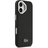 iPhone 17 Case H&uuml;lle - Lacoste Iconique Petit Piqu&eacute; MagSafe Metallhalter f&uuml;r Kamera - Schwarz