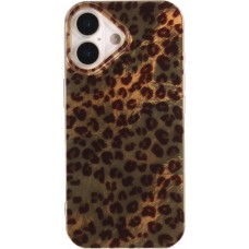 iPhone 17 Case Hülle - Brauner Leopard Holo-Look Harte Silikon mit Glanzeffekt - Braun