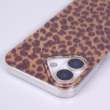 iPhone 17 Case Hülle - Brauner Leopard Holo-Look Harte Silikon mit Glanzeffekt - Braun