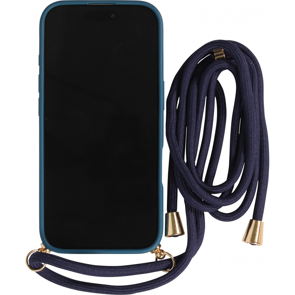 iPhone 17 Pro Case Hülle - Bio Eco-Friendly Vegan mit Handykette Necklace blau