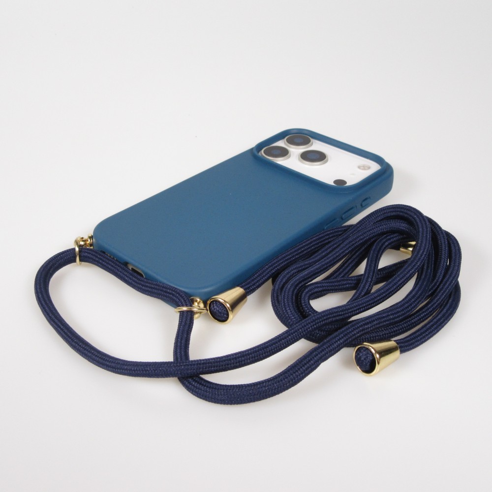 iPhone 17 Pro Case Hülle - Bio Eco-Friendly Vegan mit Handykette Necklace blau
