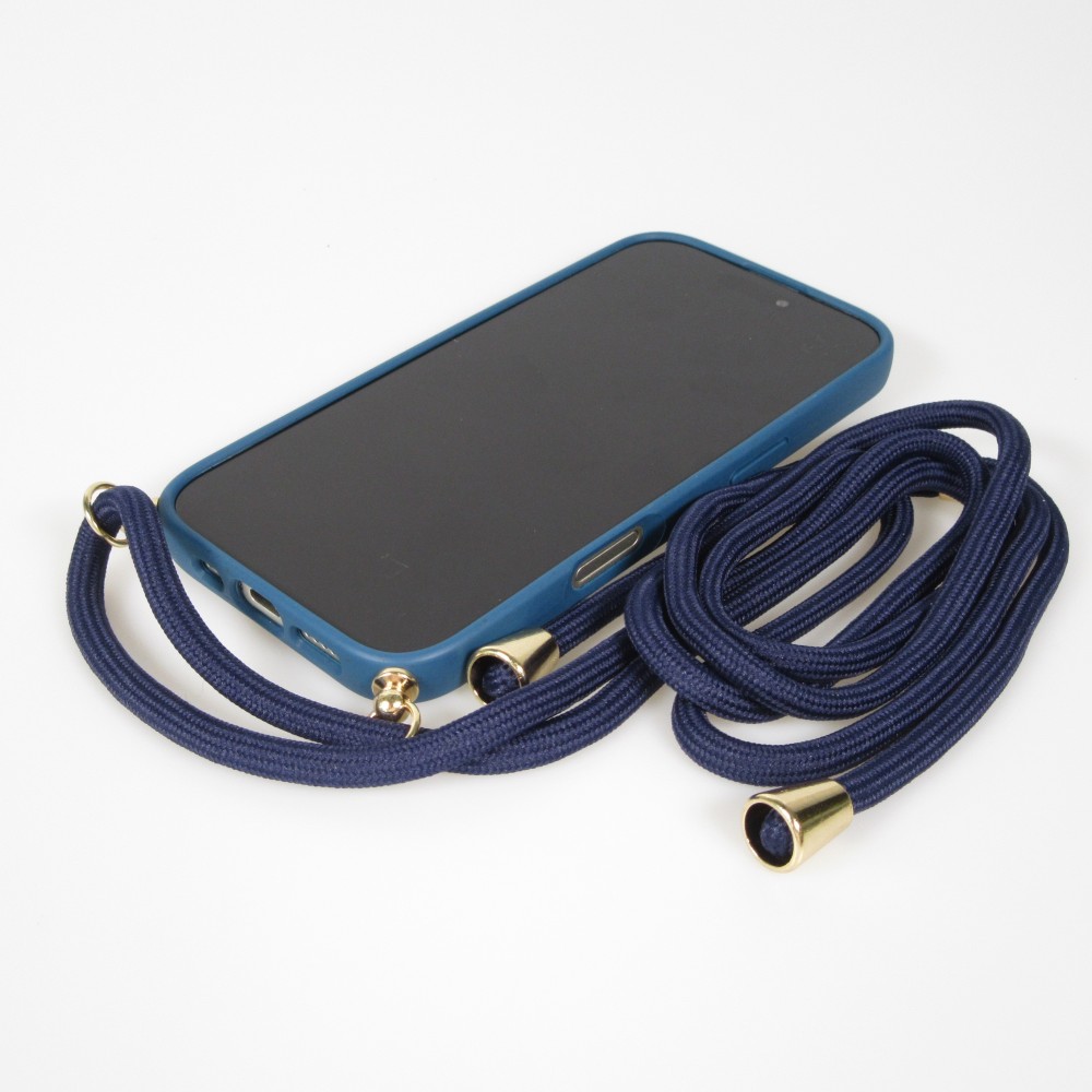iPhone 17 Pro Case Hülle - Bio Eco-Friendly Vegan mit Handykette Necklace blau