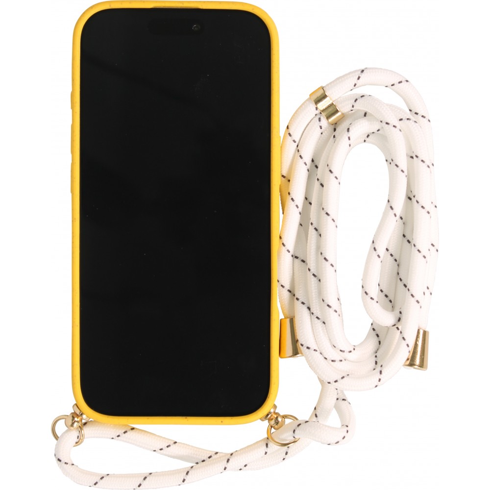 iPhone 17 Pro Max Case Hülle - Bio Eco-Friendly Vegan mit Handykette Necklace - Gelb