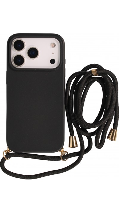 iPhone 17 Pro Case Hülle - Bio Eco-Friendly Vegan mit Handykette Necklace - Schwarz