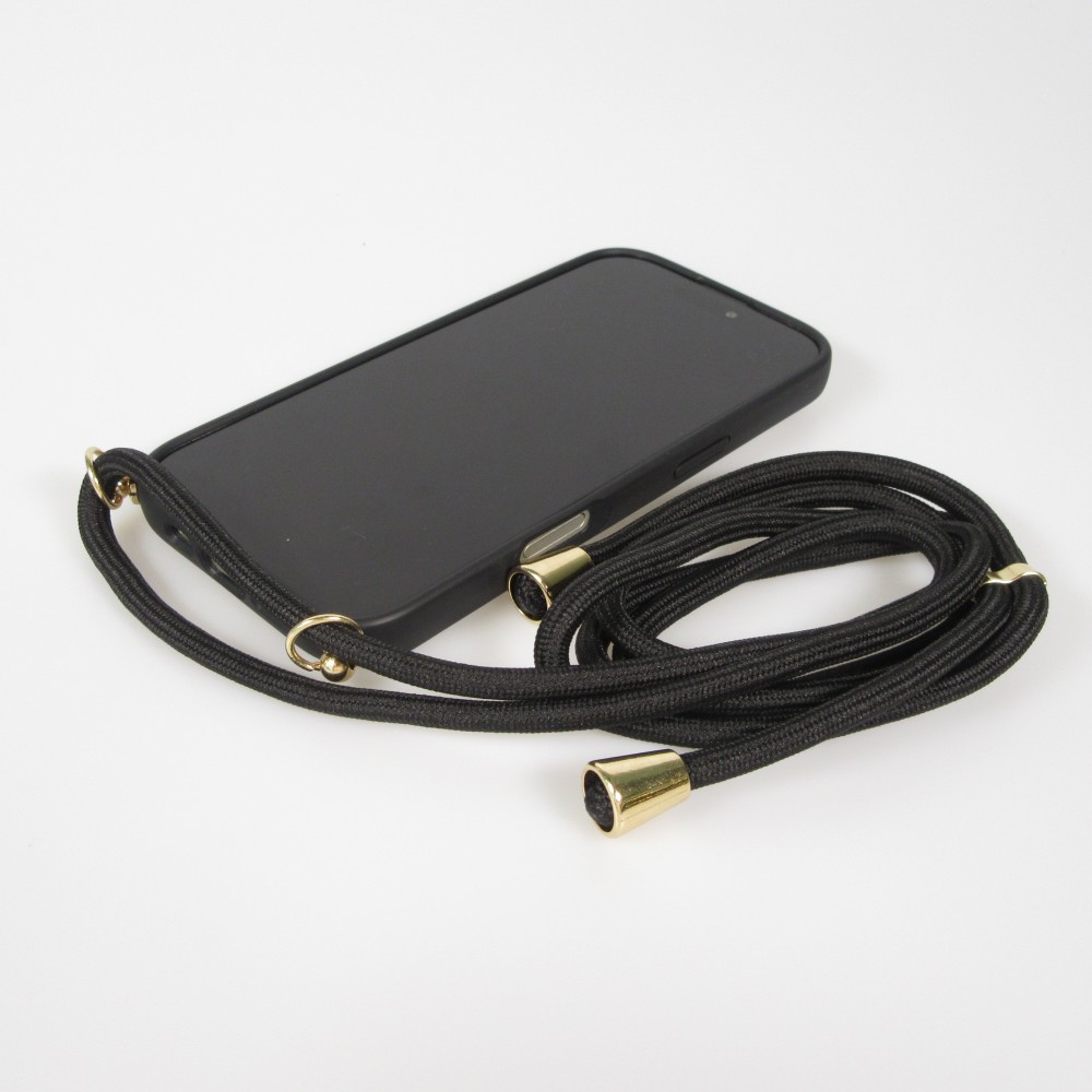 iPhone 17 Pro Case Hülle - Bio Eco-Friendly Vegan mit Handykette Necklace - Schwarz