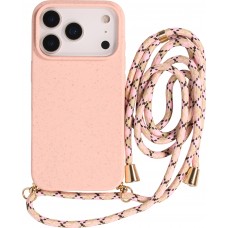 iPhone 17 Pro Case Hülle - Bio Eco-Friendly Vegan mit Handykette Necklace - Rosa