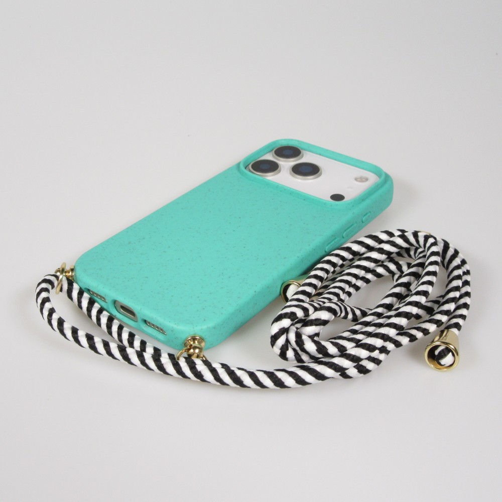 iPhone 17 Pro Max Case Hülle - Bio Eco-Friendly Vegan mit Handykette Necklace - Türkis