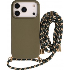 iPhone 17 Pro Case Hülle - Bio Eco-Friendly Vegan mit Handykette Necklace - Dunkelgrün