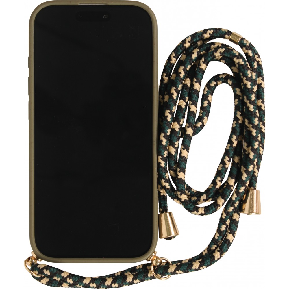 iPhone 17 Pro Case Hülle - Bio Eco-Friendly Vegan mit Handykette Necklace - Dunkelgrün