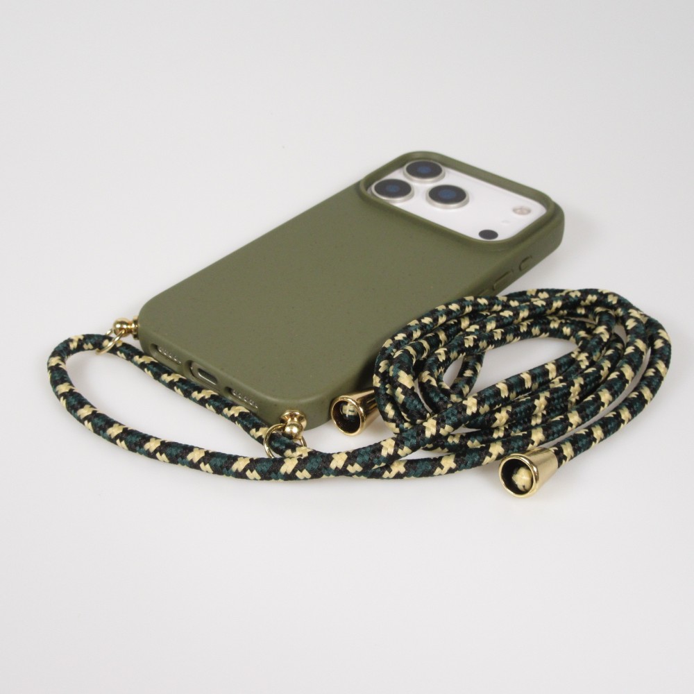 iPhone 17 Pro Case Hülle - Bio Eco-Friendly Vegan mit Handykette Necklace - Dunkelgrün