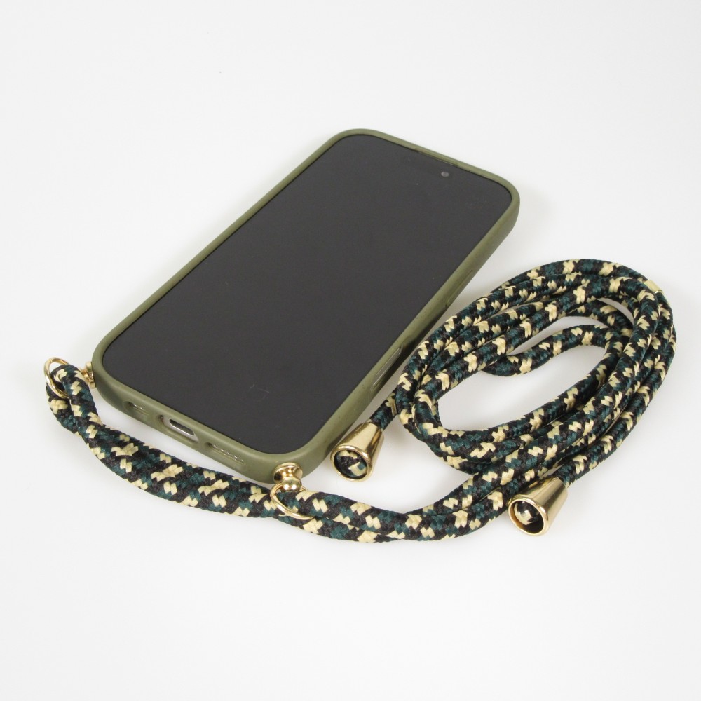 iPhone 17 Pro Case Hülle - Bio Eco-Friendly Vegan mit Handykette Necklace - Dunkelgrün