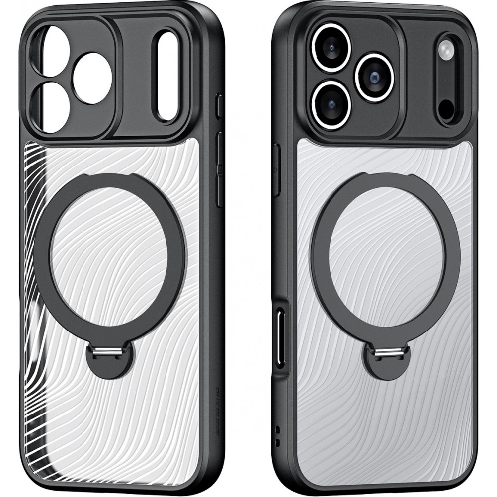 iPhone 17 Pro Case Hülle - Dux Ducis Aimo Mag Serie mit Halterung und Magnetring - Schwarz