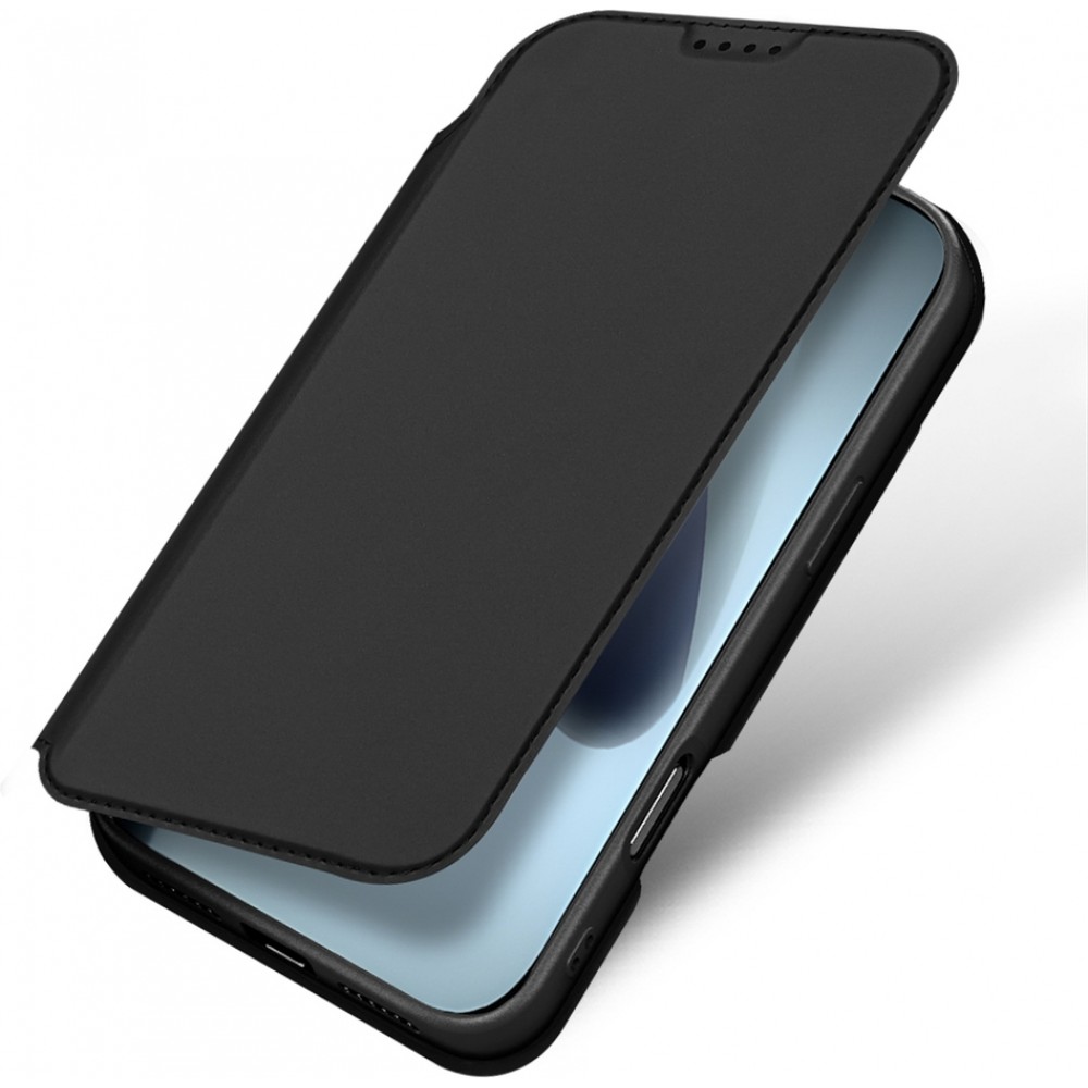 Coque iPhone 17 Pro - Dux Ducis Skin Pro avec rabat et emplacement pour cartes en cuir synthétique PU et TPU flexible - Noir