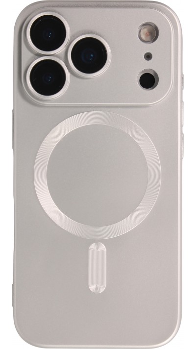 Coque iPhone 17 Pro Max - Gel souple avec vitre de protection caméra MagSafe - Argent