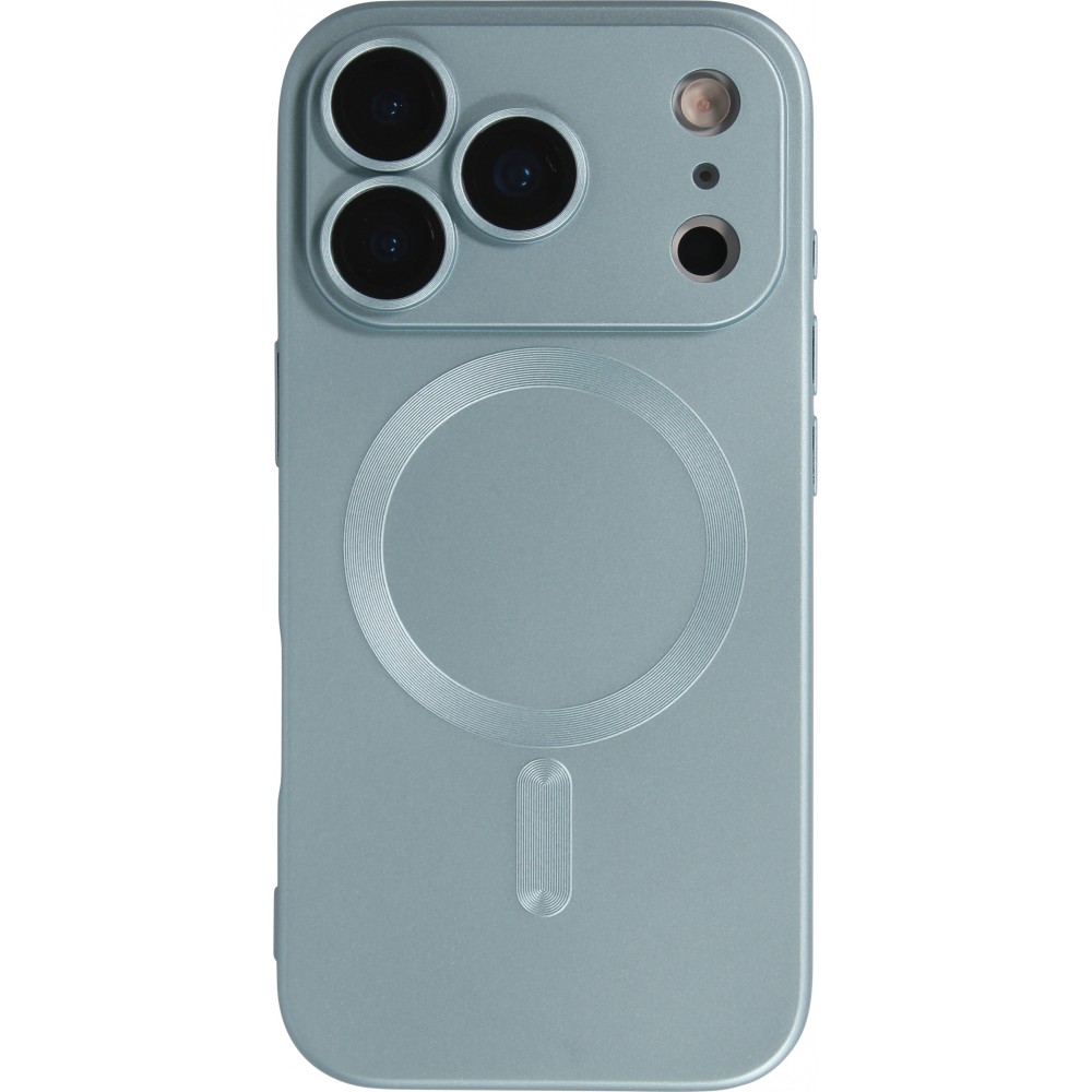 iPhone 17 Pro Max Case Hülle - Gummi weich mit Kameraschutzglas MagSafe - Blau