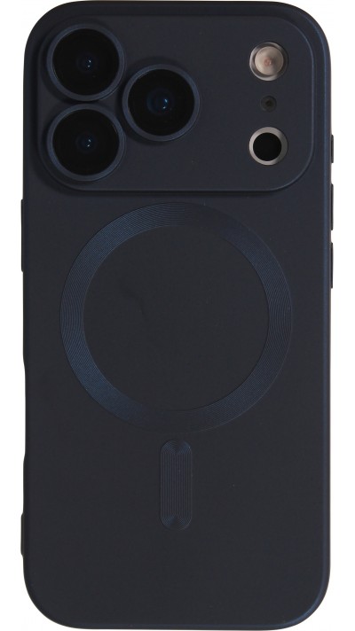 Coque iPhone 17 Pro Max - Gel souple avec vitre de protection caméra MagSafe - Bleu foncé
