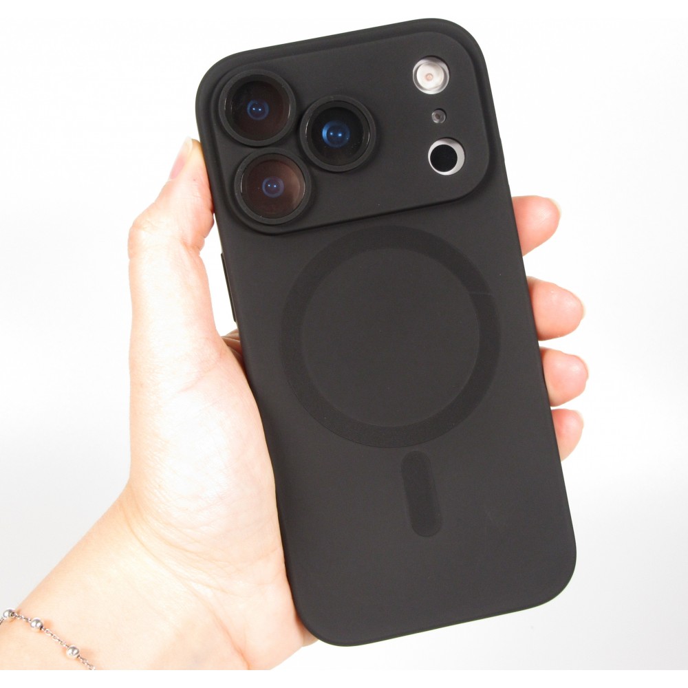 Coque iPhone 17 Pro Max - Gel souple avec vitre de protection caméra MagSafe - Noir