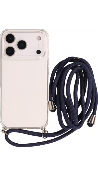 Hülle iPhone 17 Pro Max - Gummi transparent mit Seil blau