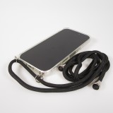 Hülle iPhone 17 Pro Max - Gummi transparent mit Seil - Schwarz