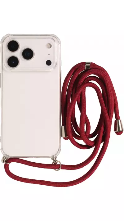 Coque iPhone 17 Pro Max - Gel transparent avec lacet - Rouge