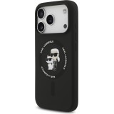 Coque iPhone 17 Air - Karl Lagerfeld Liquid en silicone avec design Karl et Choupette compatible MagSafe - Noir