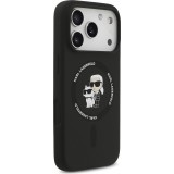 Coque iPhone 17 Air - Karl Lagerfeld Liquid en silicone avec design Karl et Choupette compatible MagSafe - Noir