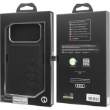 Coque iPhone 17 Pro Max - Audi TT MagSafe en cuir synth&eacute;tique avec le logo en relief - Noir