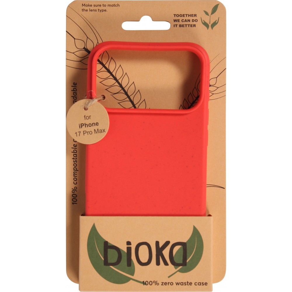 Coque iPhone 17 Pro Max - Bioka biodégradable et compostable Eco-Friendly - Rouge