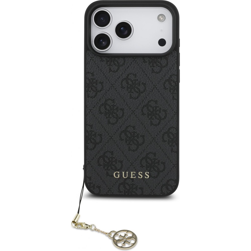Coque iPhone 17 Pro Max - Guess 4G charm protection élégante design raffiné accessoire tendance - Gris