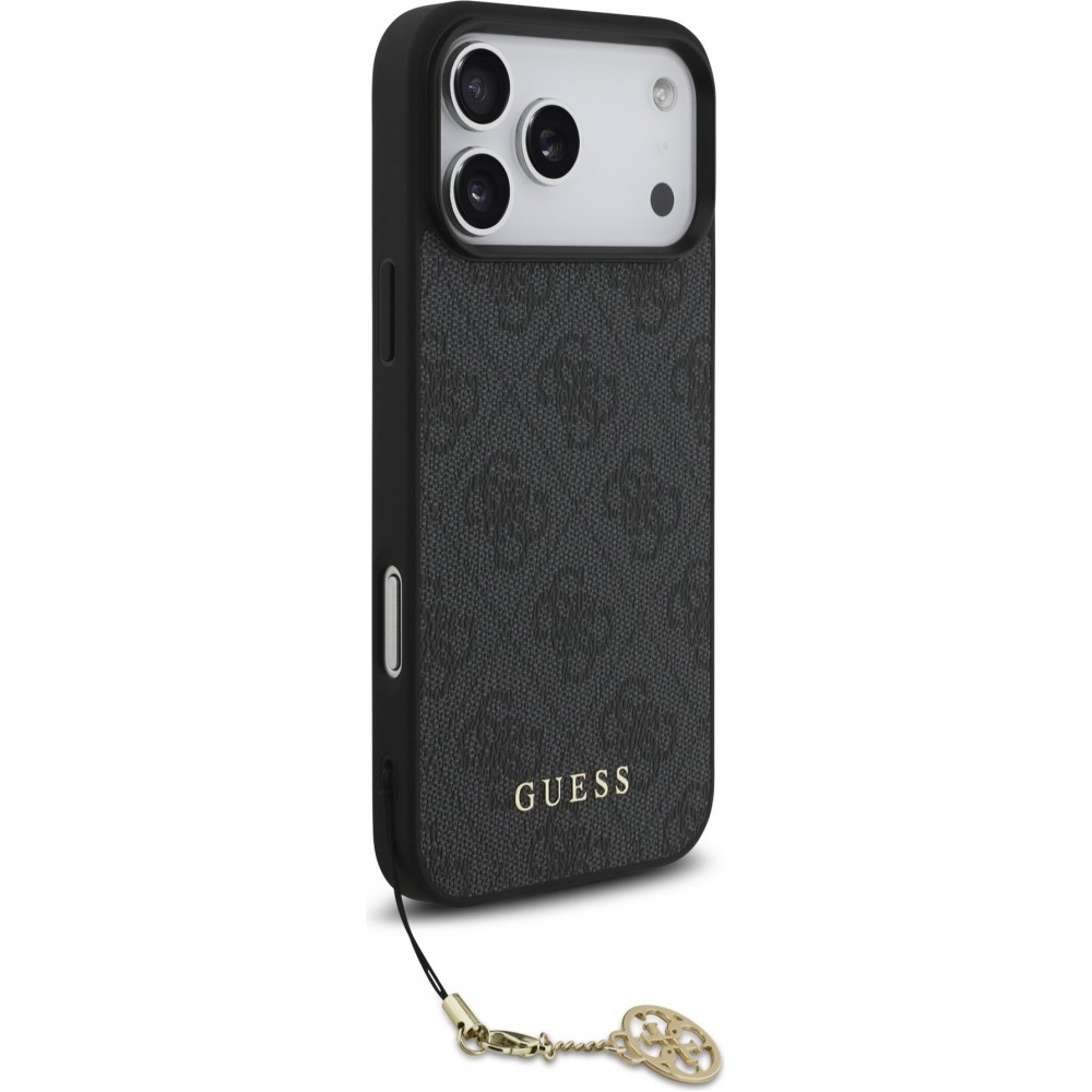 Coque iPhone 17 Pro Max - Guess 4G charm protection élégante design raffiné accessoire tendance - Gris