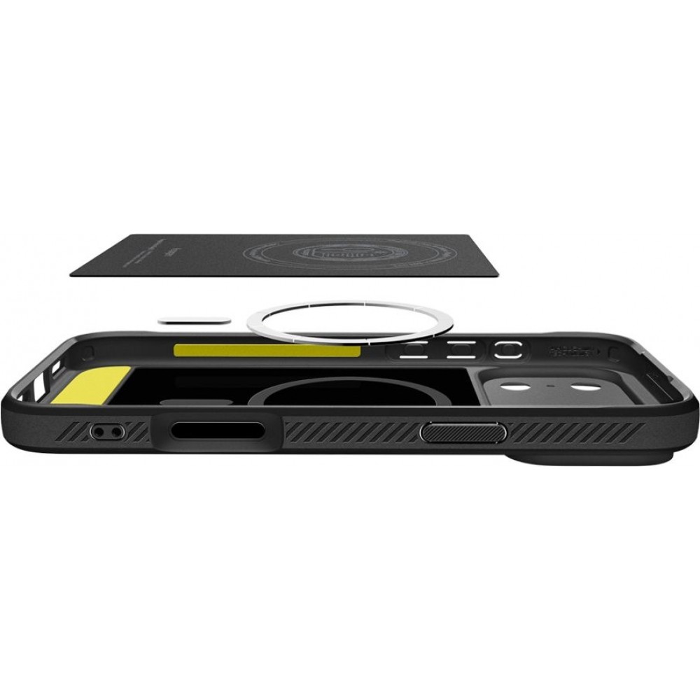 iPhone 17 Pro Max Case Hülle - Spigen Rugged Armor MagFit MagSafe kompatibel robust und langlebig - Schwarz
