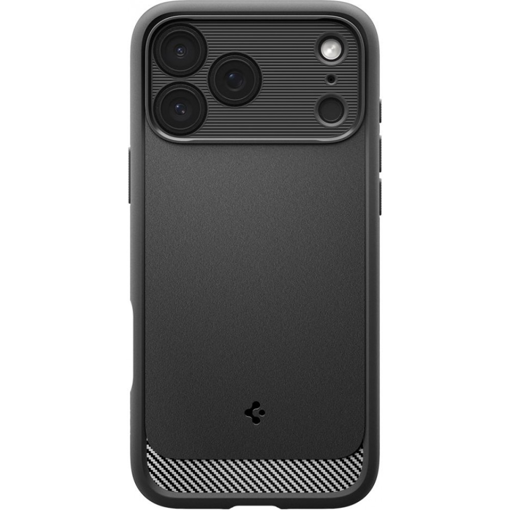 Coque iPhone 17 Pro - Spigen Rugged Armor MagFit compatible MagSafe r&eacute;sistante et durable - Noir