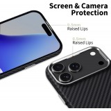 Coque iPhone 17 Pro - Tech-Protect Ion Carbon compatible avec MagSafe durable et légère - Argent
