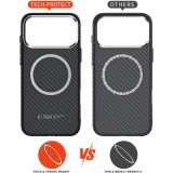 Coque iPhone 17 Pro - Tech-Protect Ion Carbon compatible avec MagSafe durable et légère - Argent