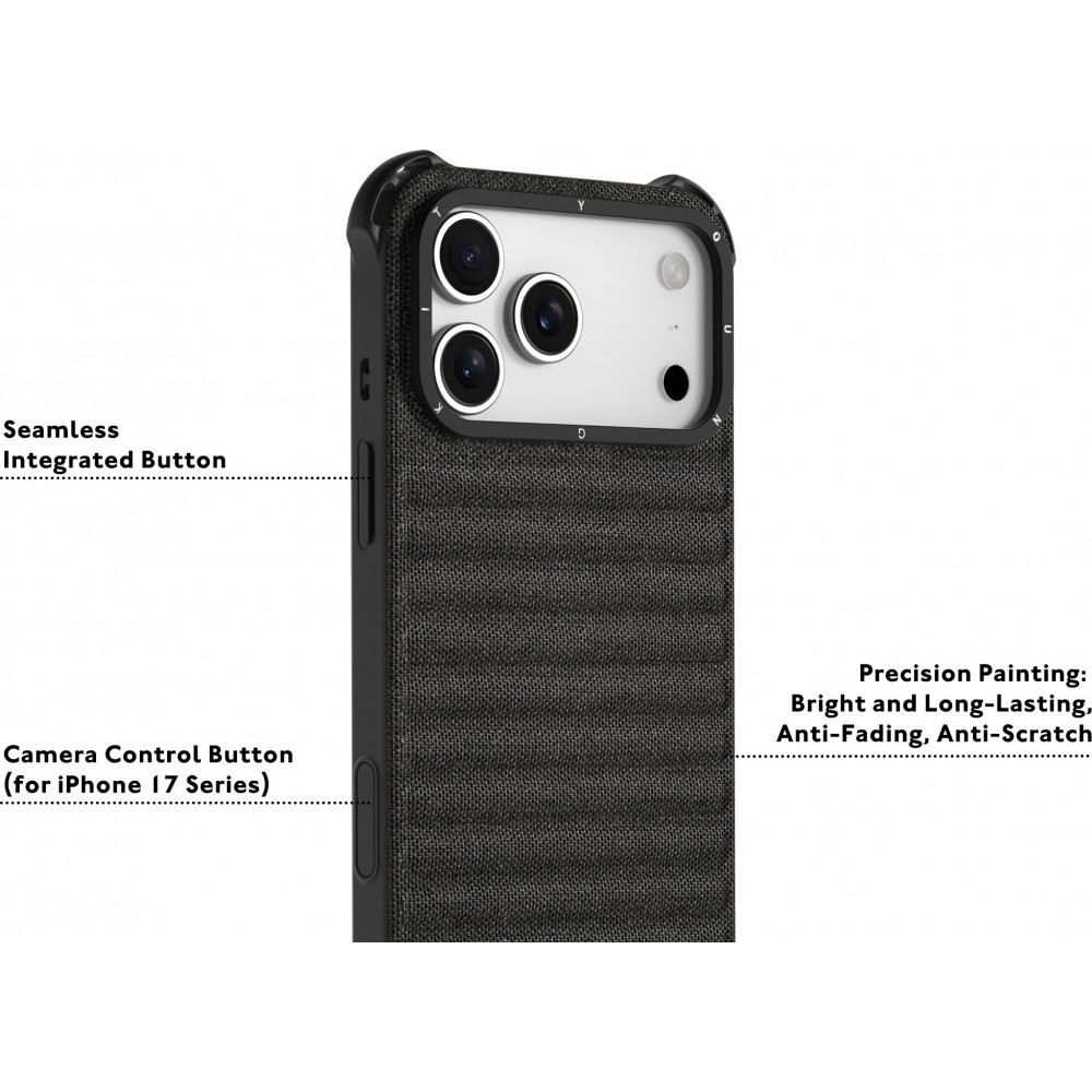 iPhone 17 Pro Max Case Hülle - Youngkit Canvas aus Stoff und mit silikonverstärkten Ecken, kompatibel mit MagSafe - Bordeaux