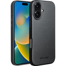 Coque iPhone 17 - Qialino cuir véritable (compatible MagSafe) - Noir