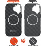 iPhone 17 Case H&uuml;lle - Tech-Protect Ion Carbon MagSafe kompatibel, leicht und langlebig - Silber