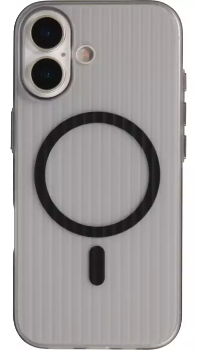 Coque iPhone 17 - Transparent MagSafe design rayé avec finitions latérales - Noir