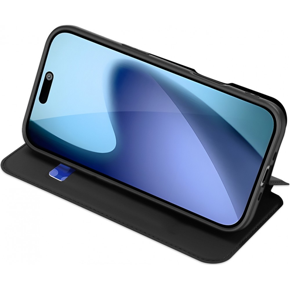 Coque iPhone Air - Dux Ducis Skin Pro avec rabat et emplacement pour cartes en cuir synthétique PU et TPU flexible - Noir