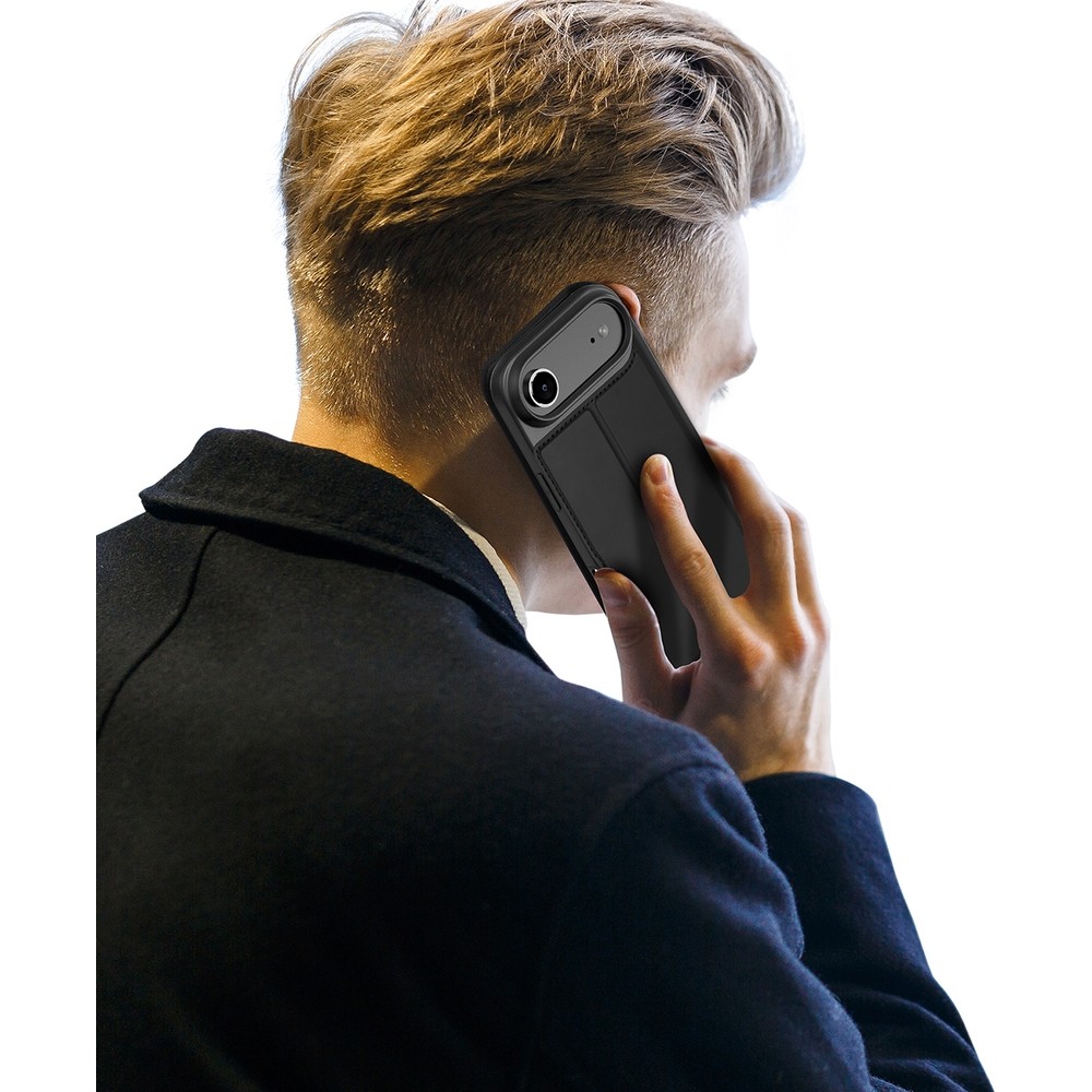 Coque iPhone Air - Dux Ducis Skin Pro avec rabat et emplacement pour cartes en cuir synthétique PU et TPU flexible - Noir