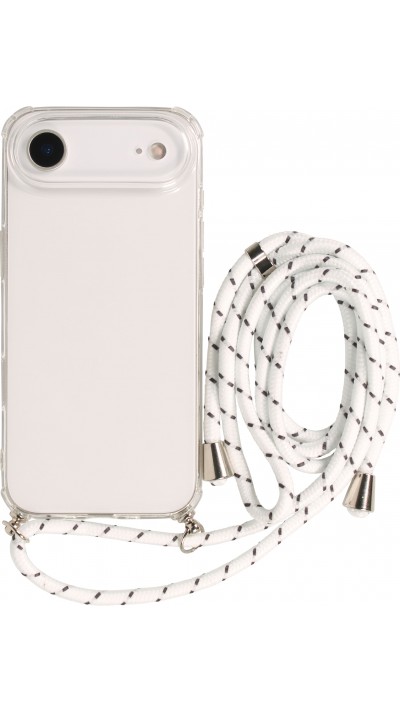 Coque iPhone Air - Gel transparent avec lacet - Blanc tacheté