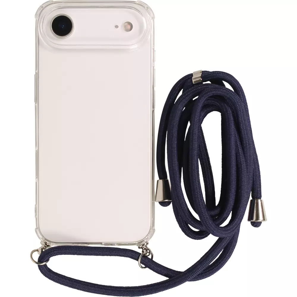 Coque iPhone Air - Gel transparent avec lacet - Bleu