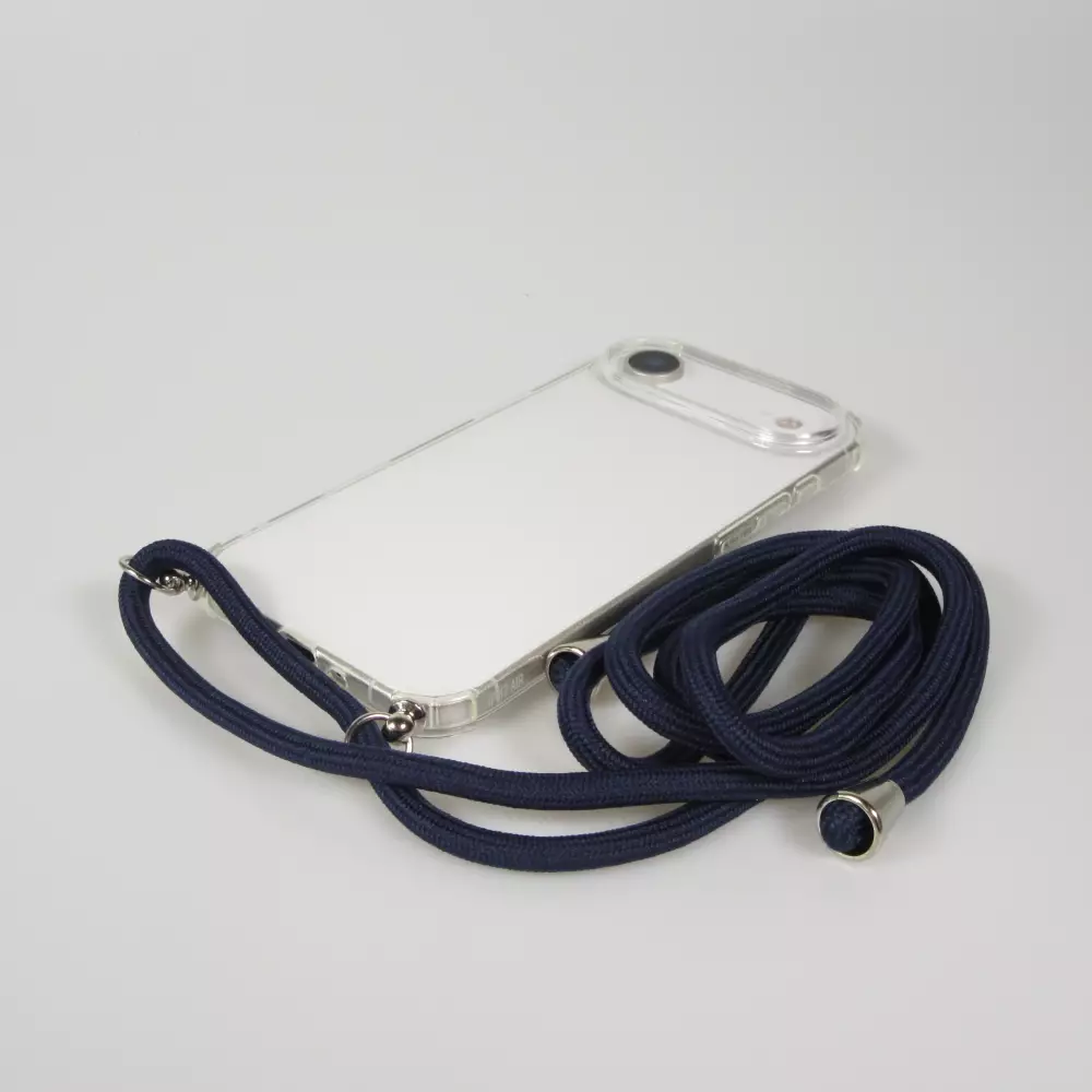 Coque iPhone Air - Gel transparent avec lacet - Bleu